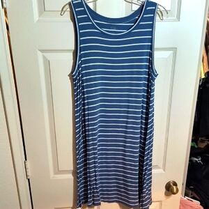 Blue Striped Sleeveless Dress